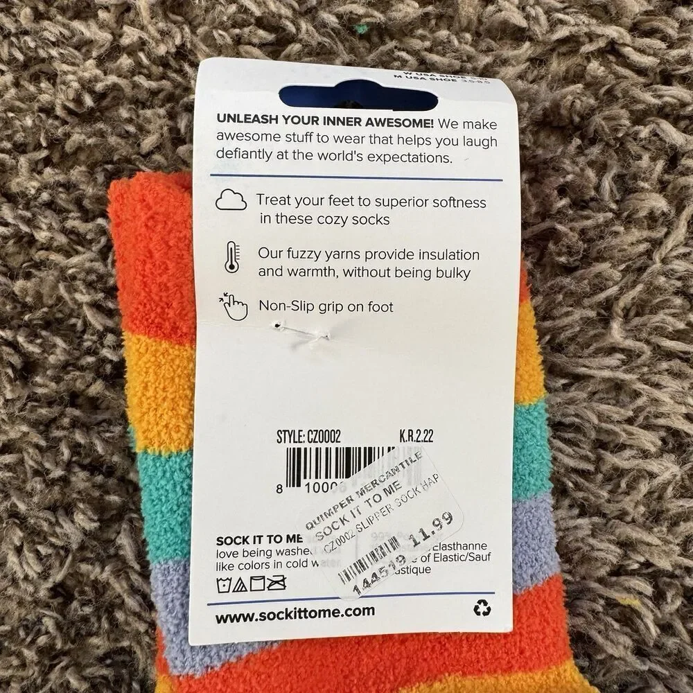 Happy Toes Non-Skid Women Slipper Crew Socks Size Women 5-10 Sock it To Me